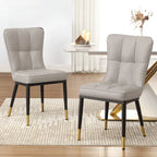 Lot de 4 chaises de salle à manger capitonnées en similicuir à motif à carreaux
