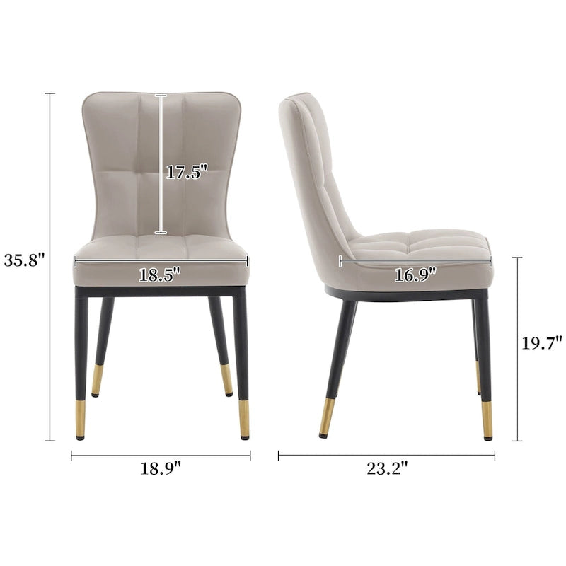 Lot de 4 chaises de salle à manger capitonnées en similicuir à motif à carreaux