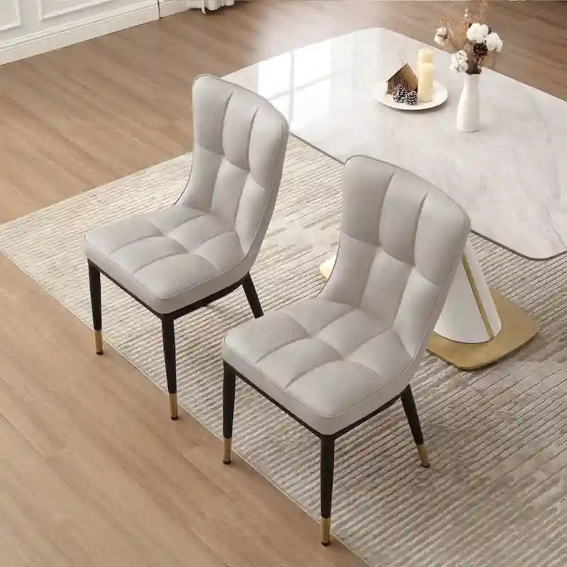 Lot de 4 chaises de salle à manger capitonnées en similicuir à motif à carreaux