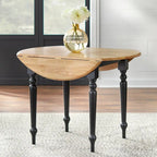 Table ronde à abattants de 102 cm en hévéa bicolore