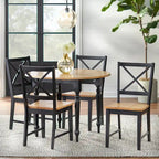 Table ronde à abattants de 102 cm en hévéa bicolore