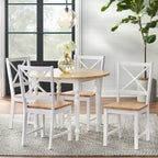 Table ronde à abattants de 102 cm en hévéa bicolore
