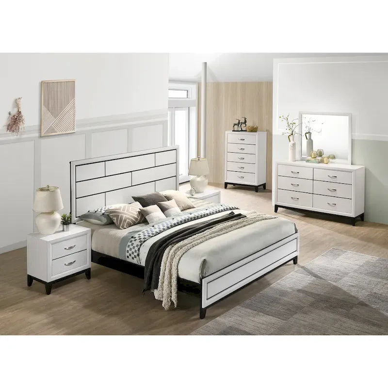 Ensemble de chambre à coucher 6 pièces Stout White Panel Deluxe
