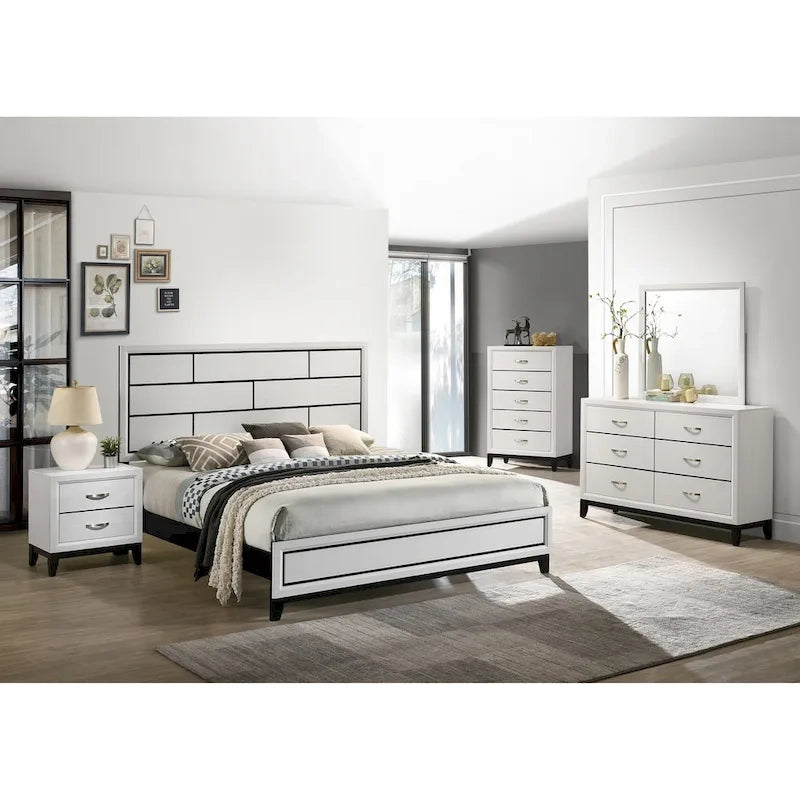 Ensemble de chambre à coucher 6 pièces Stout White Panel Deluxe