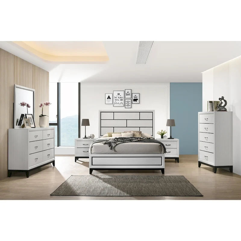 Ensemble de chambre à coucher 6 pièces Stout White Panel Deluxe