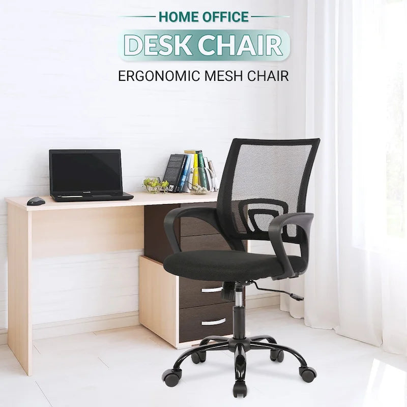 Ralap Modern Black Ergonomic Swivel Office Chair with Mesh Back by 