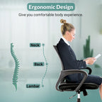 Chaise de bureau pivotante ergonomique Ralap Modern Black avec dossier en maille par
