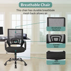 Chaise de bureau pivotante ergonomique Ralap Modern Black avec dossier en maille par