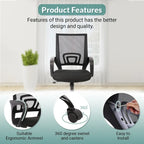 Chaise de bureau pivotante ergonomique Ralap Modern Black avec dossier en maille par