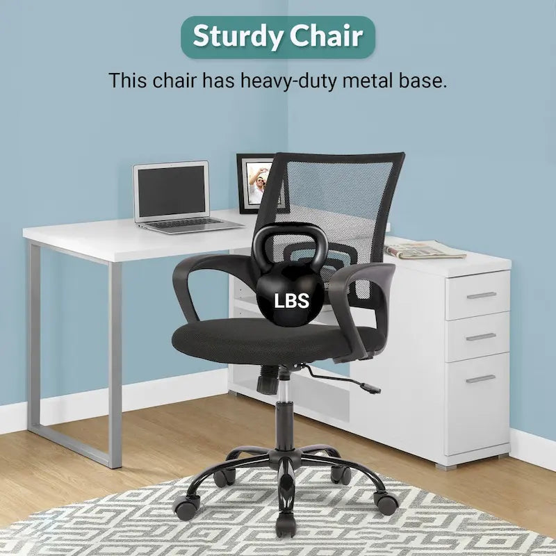 Chaise de bureau pivotante ergonomique Ralap Modern Black avec dossier en maille par