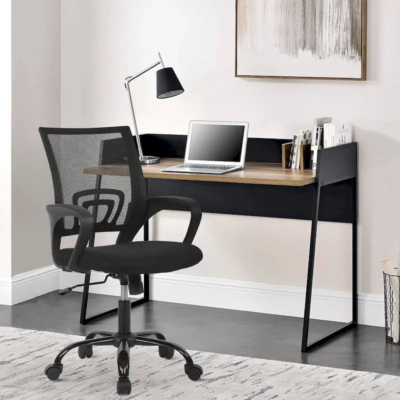 Chaise de bureau pivotante ergonomique Ralap Modern Black avec dossier en maille par