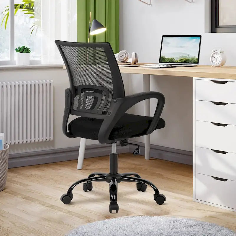 Chaise de bureau pivotante ergonomique Ralap Modern Black avec dossier en maille par
