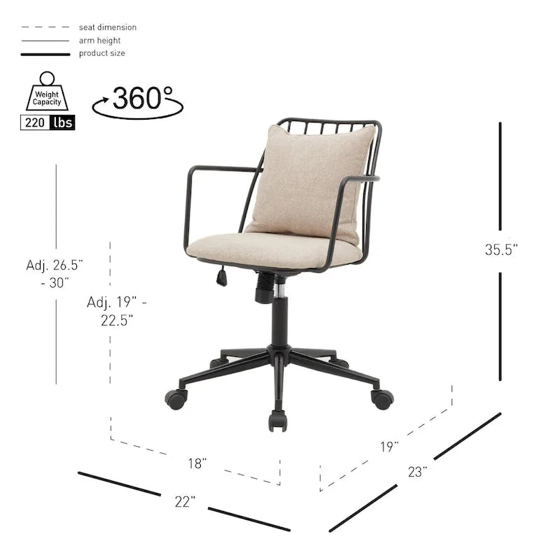 Chaise de bureau en tissu Edison KD