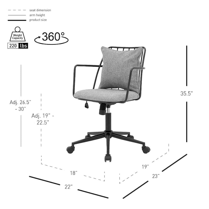 Chaise de bureau en tissu Edison KD
