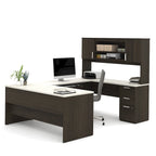 Bureau d'angle en U Ridgeley avec caisson et élément haut