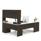 Bureau d'angle en U Ridgeley avec caisson et élément haut