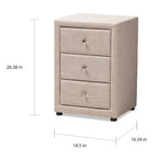 Contemporary Upholstered 3-Drawer Nightstand by 