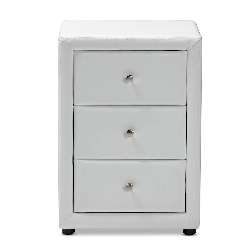 Table de chevet contemporaine rembourrée à 3 tiroirs par