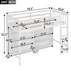 Lit mezzanine une place avec 8 étagères de rangement ouvertes et échelle intégrée, Gary