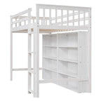 Lit mezzanine une place avec 8 étagères de rangement ouvertes et échelle intégrée, Gary