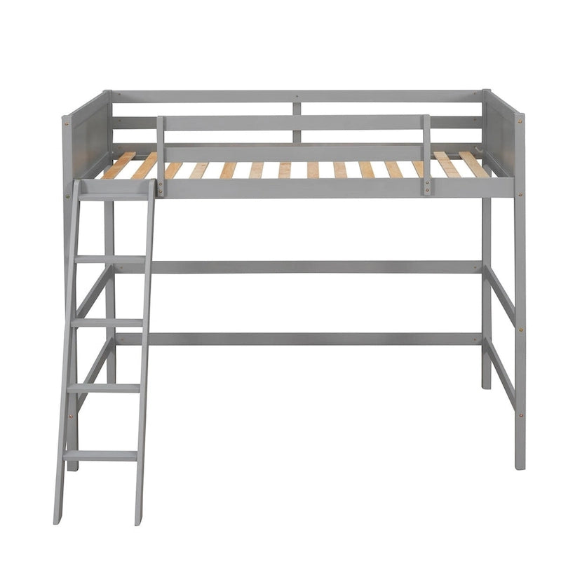 Lit mezzanine simple en bois massif Merax avec échelle
