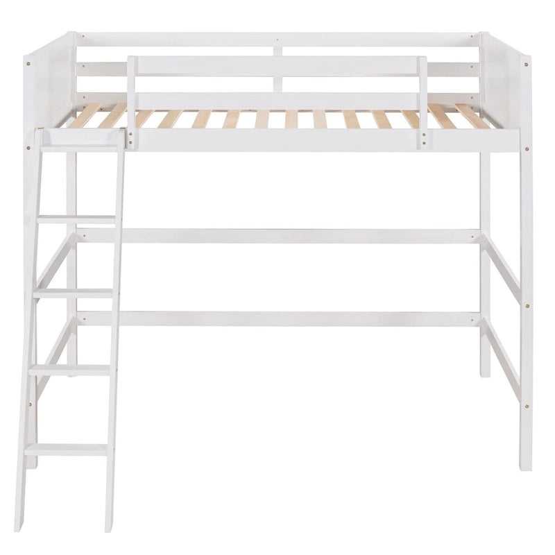 Lit mezzanine simple en bois massif Merax avec échelle