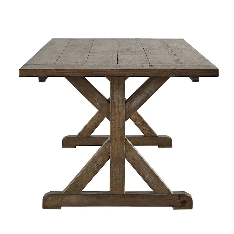 Table de ferme sur tréteaux Paloma en bois recyclé par