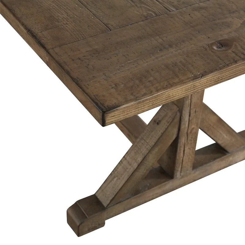 Table de ferme sur tréteaux Paloma en bois recyclé par