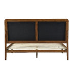 Cadre de lit plateforme Queen en bois de noyer rembourré Raven Grey