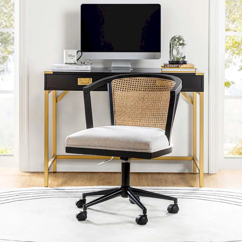 Ingrid Modern Rattan Swivel Height Adjustment Office Chair by 