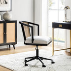 Chaise de bureau Ingrid pivotante en rotin à hauteur réglable par