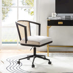 Chaise de bureau Ingrid pivotante en rotin à hauteur réglable par