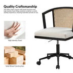 Chaise de bureau Ingrid pivotante en rotin à hauteur réglable par
