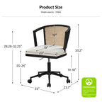 Chaise de bureau Ingrid pivotante en rotin à hauteur réglable par