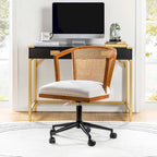 Chaise de bureau Ingrid pivotante en rotin à hauteur réglable par