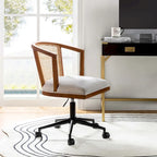 Chaise de bureau Ingrid pivotante en rotin à hauteur réglable par