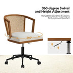 Chaise de bureau Ingrid pivotante en rotin à hauteur réglable par