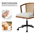 Chaise de bureau Ingrid pivotante en rotin à hauteur réglable par