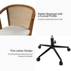 Chaise de bureau Ingrid pivotante en rotin à hauteur réglable par