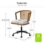 Chaise de bureau Ingrid pivotante en rotin à hauteur réglable par