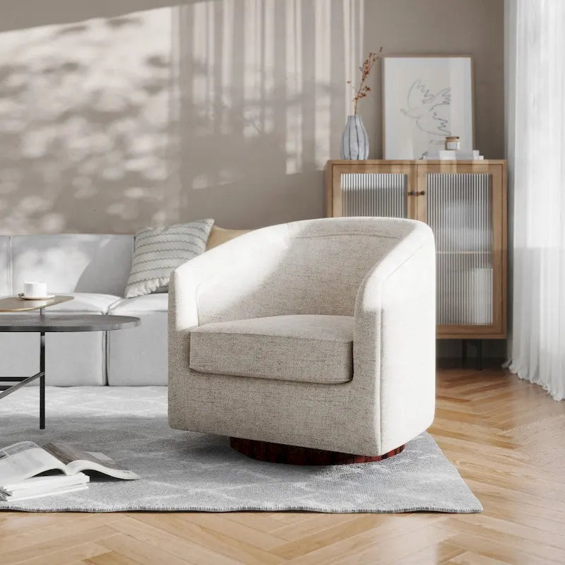 Fauteuil d'appoint rembourré de style club traditionnel avec piétement en métal pivotant à 360°