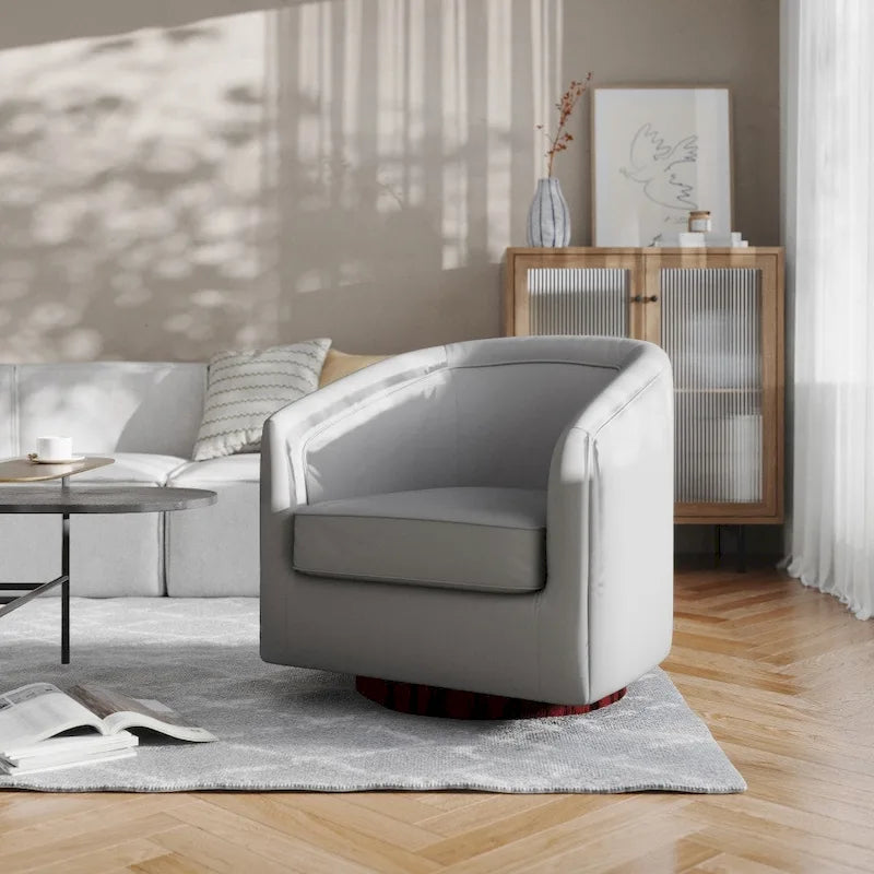 Fauteuil d'appoint rembourré de style club traditionnel avec piétement en métal pivotant à 360°