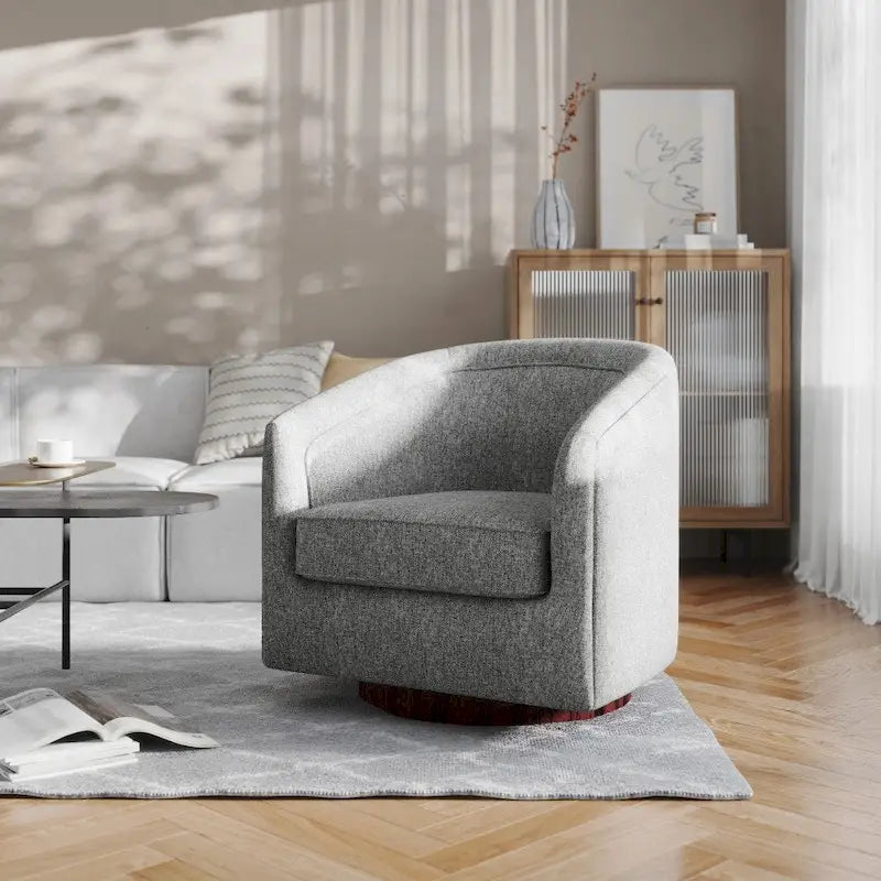 Fauteuil d'appoint rembourré de style club traditionnel avec piétement en métal pivotant à 360°