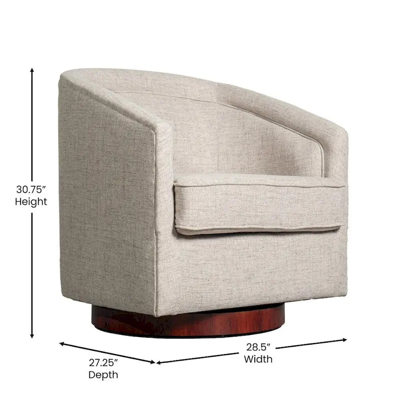 Fauteuil d'appoint rembourré de style club traditionnel avec piétement en métal pivotant à 360°