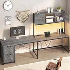 Bureau d'angle en L avec tiroirs, étagères de rangement, pour le gaming ou l'ordinateur