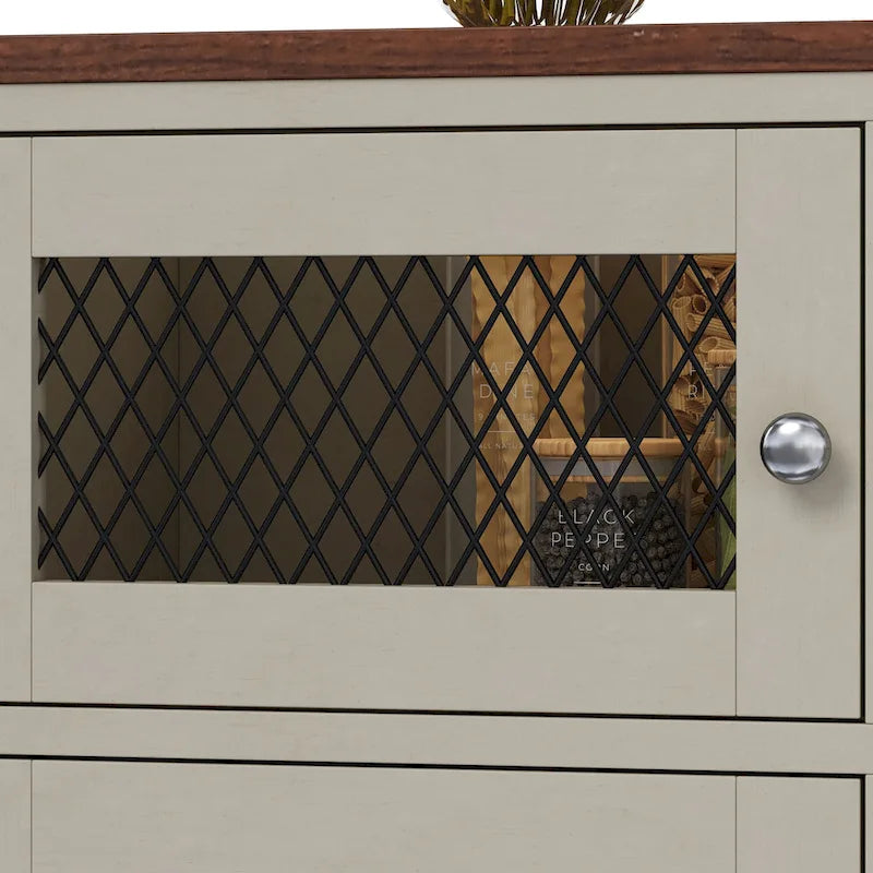 Buffet de ferme avec rangement, bahut 2 tiroirs pour cuisine et salle à manger