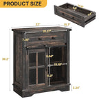 Meuble de bar à café de style ferme avec porte coulissante de grange et support à verres à vin