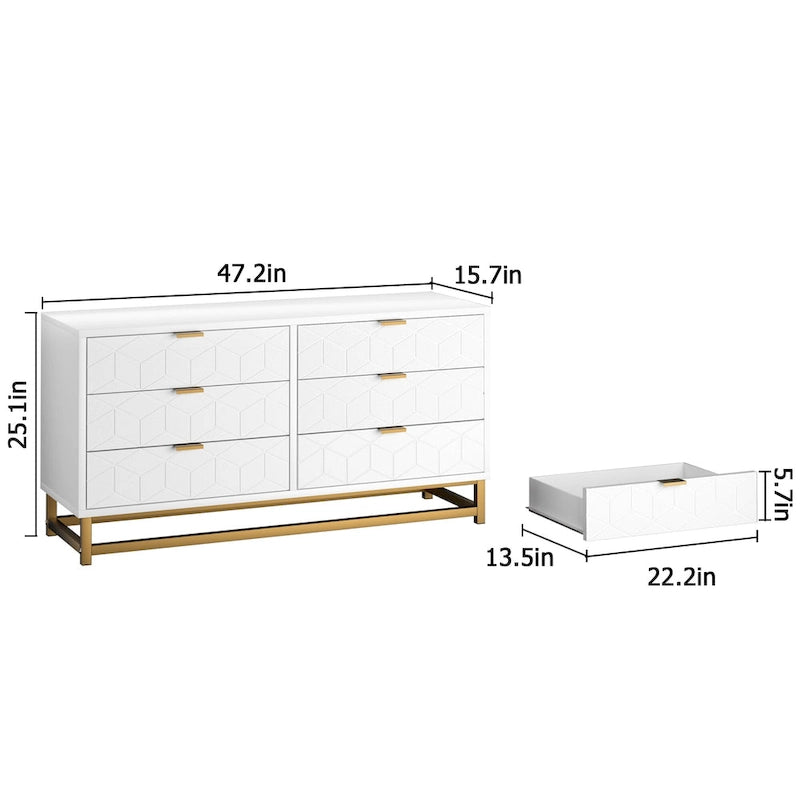 Commode 6 tiroirs pour chambre à coucher au style moderne