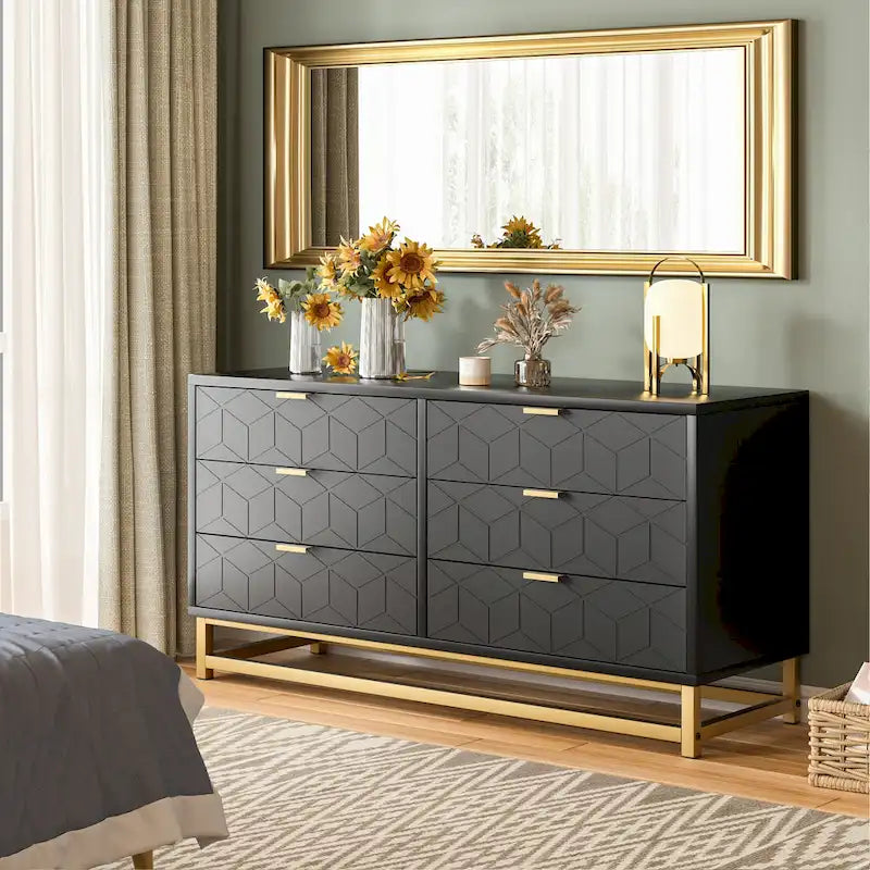 Commode 6 tiroirs pour chambre à coucher au style moderne