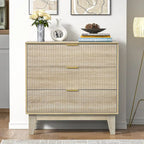 Anmytek Commode Moderne à 3 Tiroirs en Bois Meuble de Rangement pour Chambre à Coucher